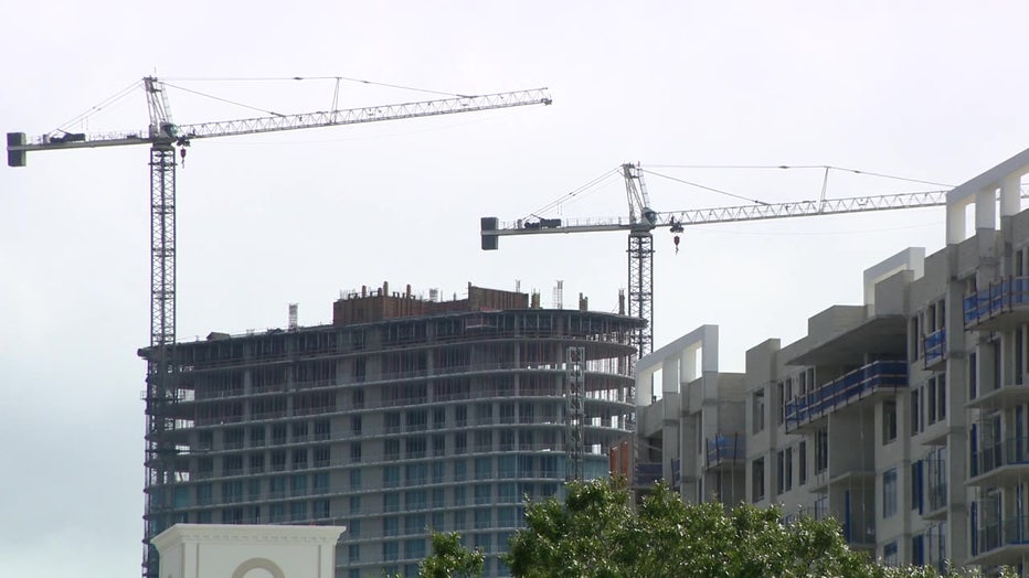 The cranes that caused hazards during Hurricane Milton in the St. Pete skyline.