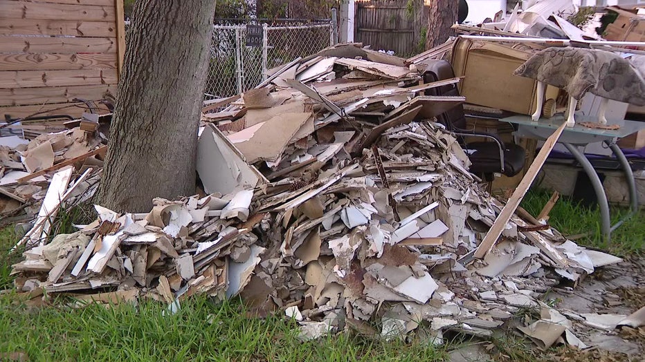 Debris lines the streets of Shore Acres nearly two weeks after Hurricane Milton.