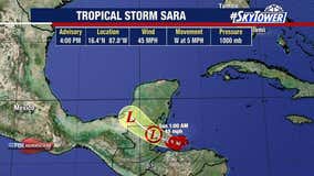 Tropical Storm Sara forecast to dissipate before reaching Gulf of Mexico, remnants will bring rain to Florida