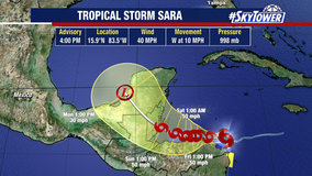 Tropical Storm Sara expected to dissipate over Mexico or Bay of Campeche