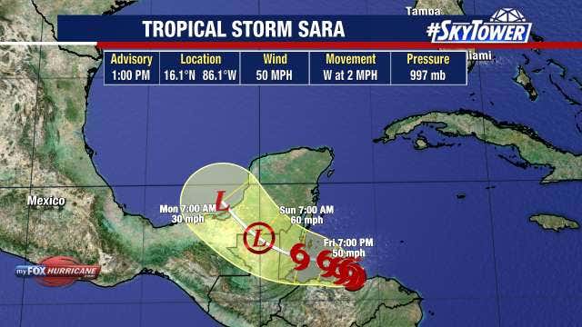 Tropical Storm Sara stalls over Honduras, could dissipate before reaching Gulf of Mexico