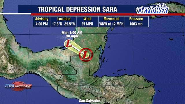 Sara downgraded to tropical depression, remnants of storm expected to bring rain to Florida