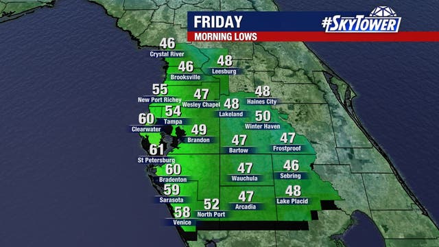 Cold front bringing lower temperatures, drier air to Florida