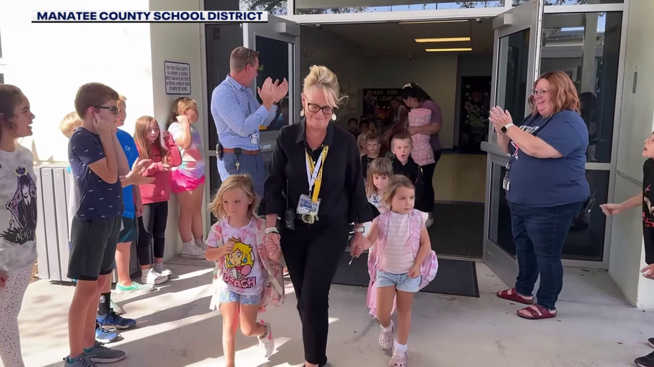 Students from Anna Maria Elementary School got a fond farewell on Friday from Stewart Elementary, where they've been attending class after Hurricane Helene forced them to relocate to the mainland. (Courtesy: Manatee County School District)