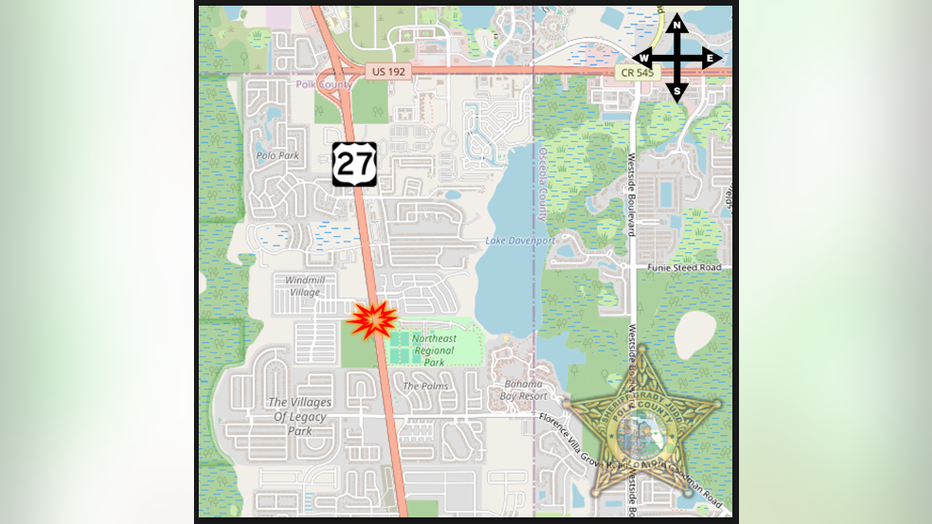 The location of the fatal Davenport crash on a map.