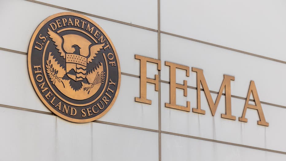 WASHINGTON DC, UNITED STATES - OCTOBER 09: Signage for the Federal Emergency Management Agency (FEMA) is seen outside of the agencys headquarters in Washington, DC on October 9, 2024. (Photo by Nathan Posner/Anadolu via Getty Images)