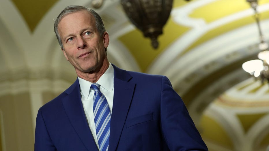 FILE - U.S. Sen. John Thune (R-SD) at the U.S. Capitol on March 28, 2023 in Washington, D.C. (Photo by Kevin Dietsch/Getty Images)