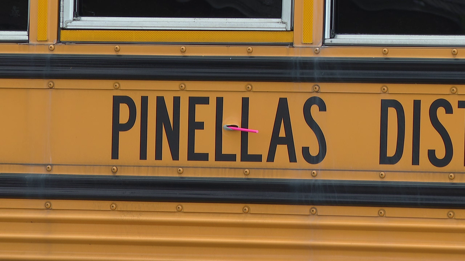 Police say the bullet came out of the bus between the two LLs in Pinellas. 