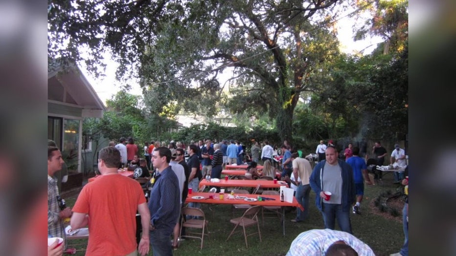 The original Pig Jig event being held in a backyard.