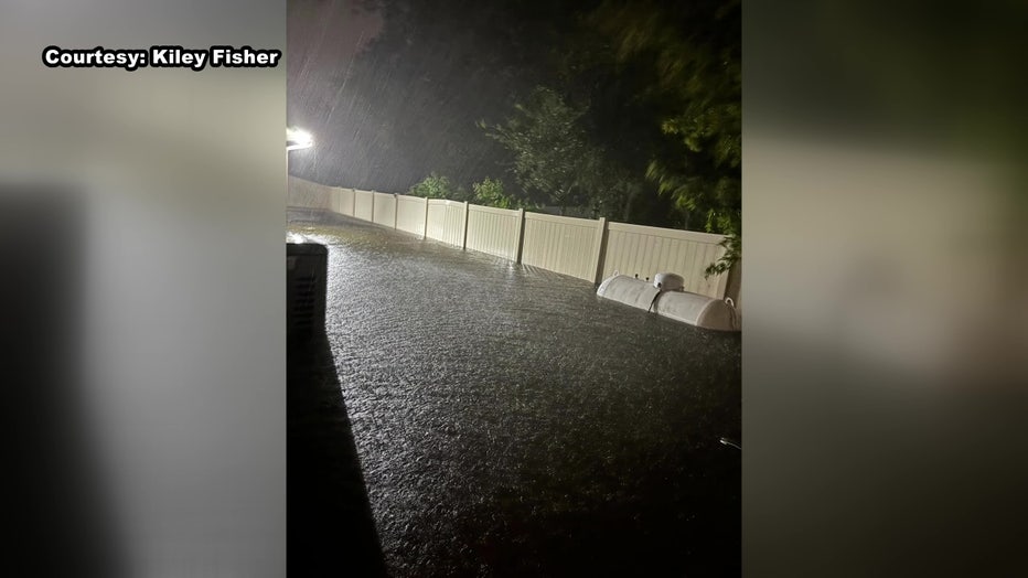 Inches of flood water build up in the Fishers backyard during Hurricane Milton