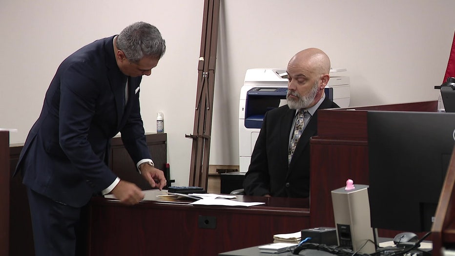 Defense Attorney Anthony Rickman cross examining Seminole Police Department Det. Timothy Crocker during the hearing.