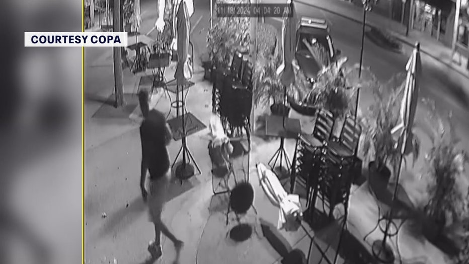 Footage of vandal outside Copa Restaurant in St. Pete.