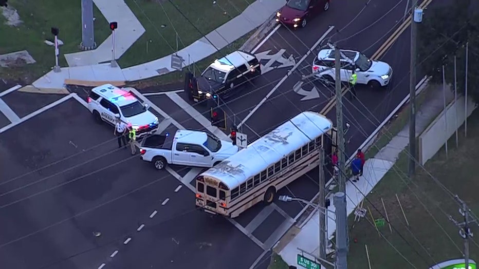 Troopers say a motorcyclist was killed in a school bus crash on Wednesday on U.S. 301.