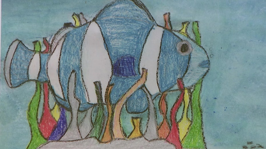 The gallery features artwork from students in kindergarten through fifth grade.