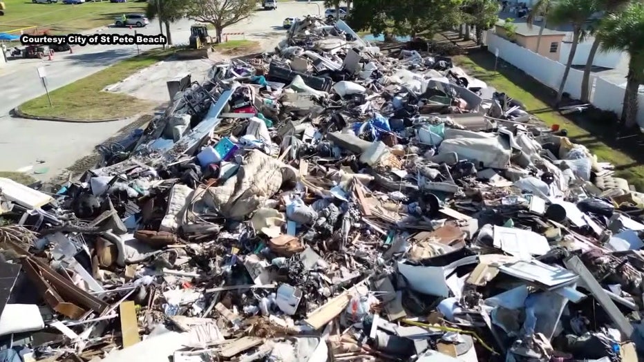 Hurricane debris built up in Pinellas County.