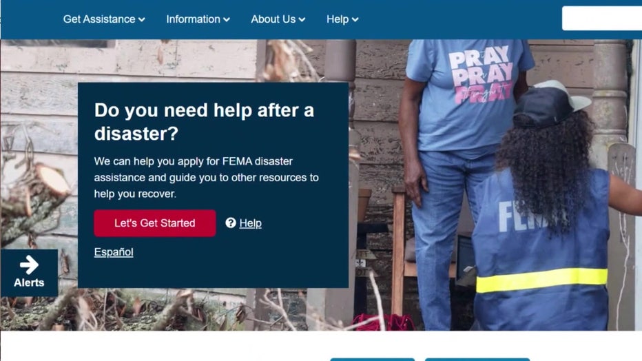 Disaster.gov's homepage, where people in need can request FEMA assistance.