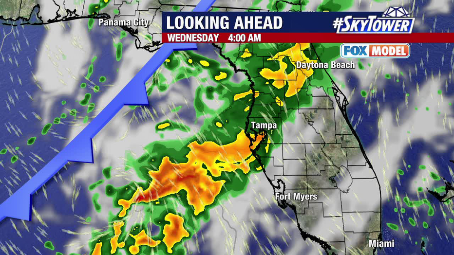 Rain and isolated storms will move through the Bay Area Wednesday morning ahead of cooler, drier air.