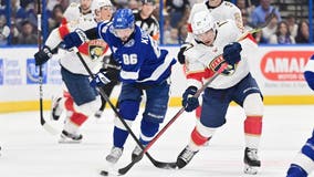 Panthers use short-handed goals to beat Lightning 4-2 in opener of home-and-home set