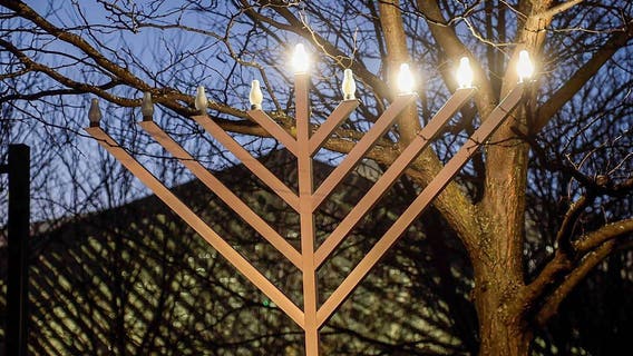 Chanukah menorah lit in downtown Tampa
