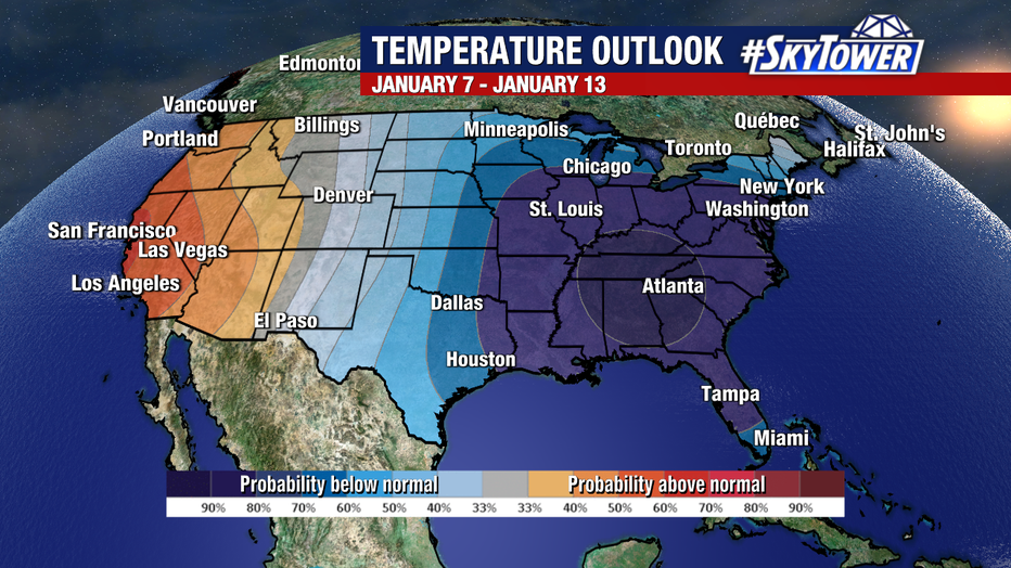 Arctic air is expected to drop temperatures well below average in the Tampa Bay area during the first full week of 2025.