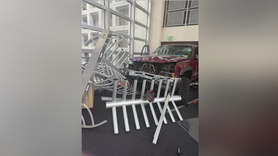 Police say Beaty drove into the USAA building after being denied entry by guards. Image is courtesy of TPD.