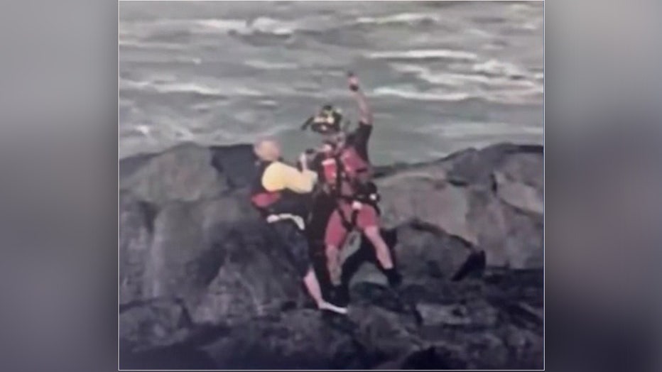 The missing jet skier was found clinging to a rock near the St. Lucie inlet. Image is courtesy of the Martin County Sheriff's Office.