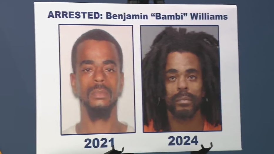 Side-by-side images show Benjamin Williams in 2021 and 2024. Images are courtesy of the St. Petersburg Police Department. 