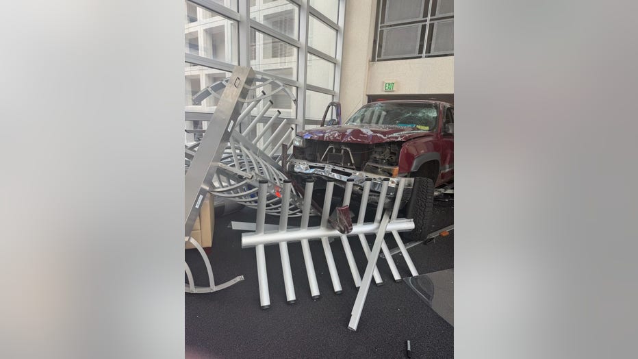 Chevy Silverado crashed into Tampa USSA building.