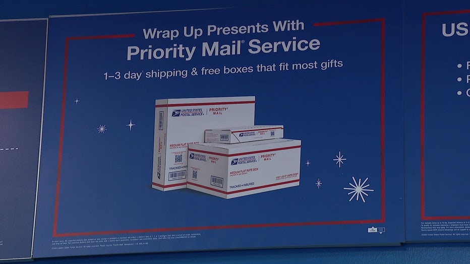 USPS sign for priority mail.