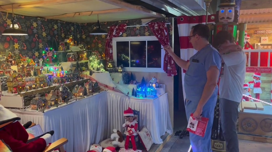 People participating in the games featured as part of the Christmas display.