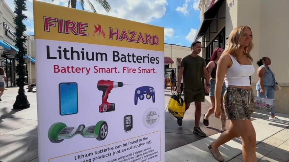 Lithium-ion batteries warning sign.