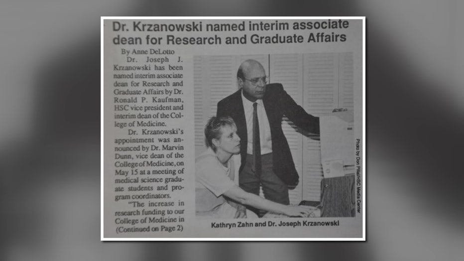 Newspaper clipping of Krzanowski as a professor at USF.