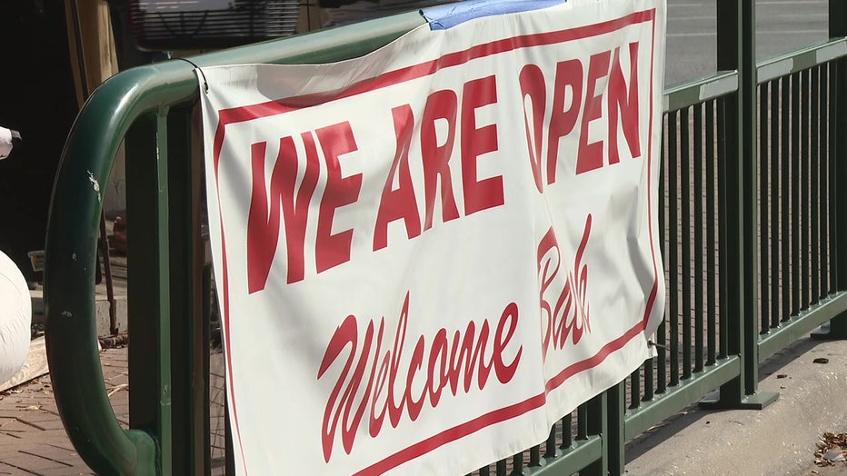 Open for business sign in Sarasota County.