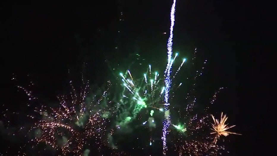 Fireworks being blasted into sky.