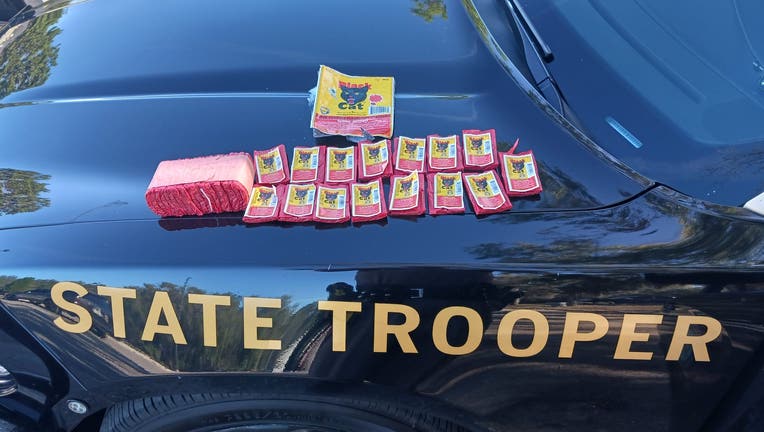 Fireworks that were found in a Citrus County SUV after a man was arrested for throwing lit fireworks at troopers on New Years Day (Courtesy: FHP).