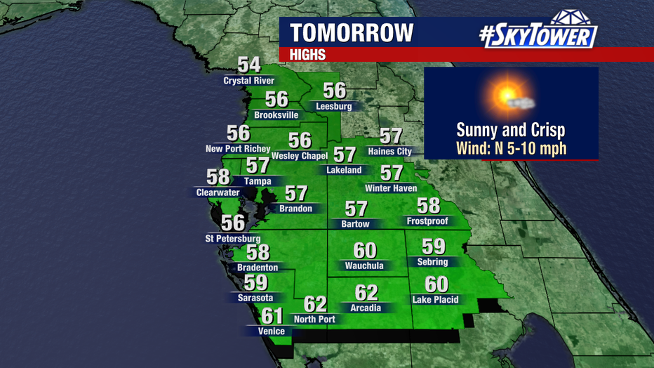 Highs will stay in the 50s across much of the Bay Area on Thursday as the cold snap continues.