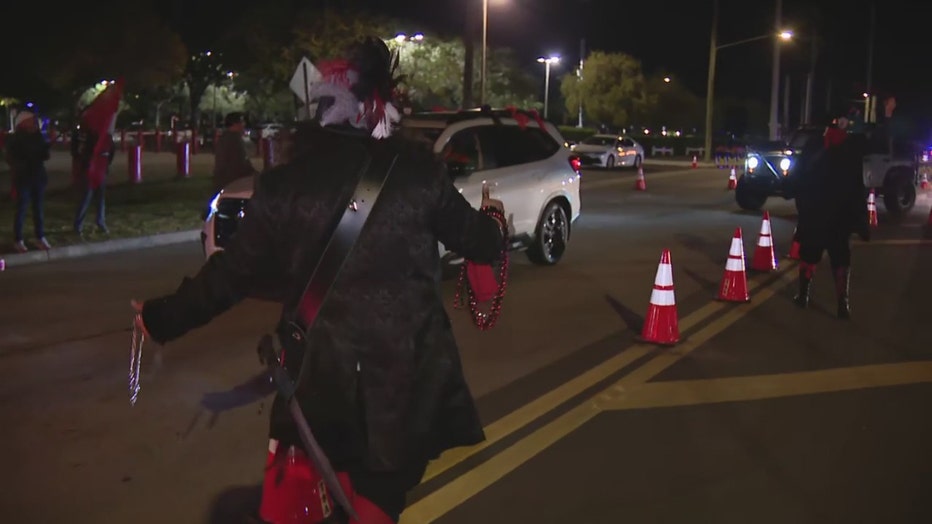 The Tampa Bay Buccaneers are hosting a 'Playoff-Krewe Drive-Through' outside Raymond James Stadium on Friday.