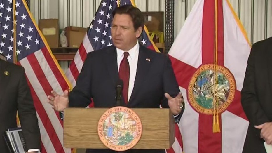 Governor Ron DeSantis spoke Friday at a news conference in Destin.