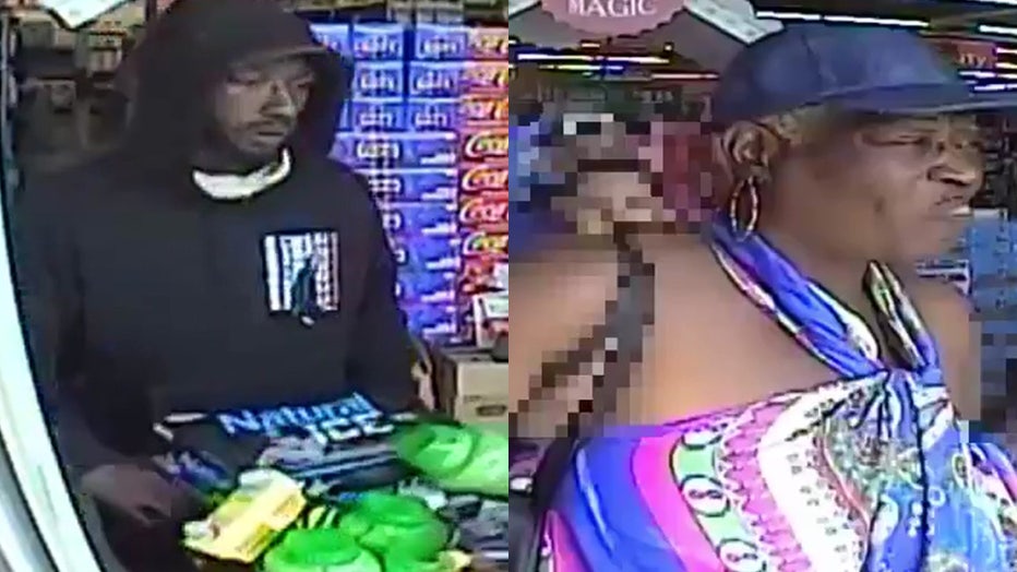 Deputies are searching for a man and woman accused of stealing $500 of items from a Mulberry Family Dollar. Images are courtesy of the Polk County Sheriff's Office.