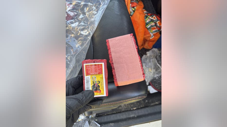 Fireworks that were found in a Citrus County SUV after a man was arrested for throwing lit fireworks at troopers on New Year's Day (Courtesy: FHP).