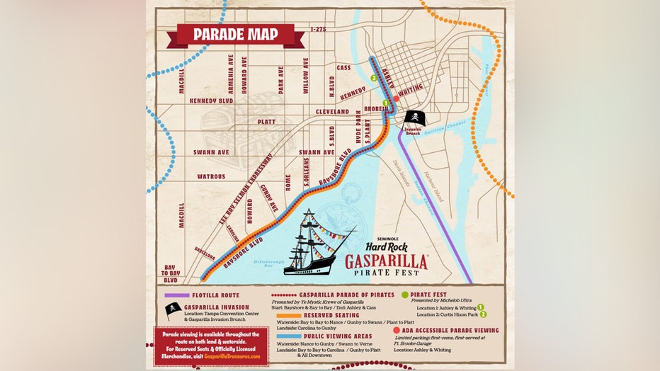 Gasparilla 2025 parade will march down Bayshore Blvd. on Jan. 25. Image is courtesy of the city of Tampa. 