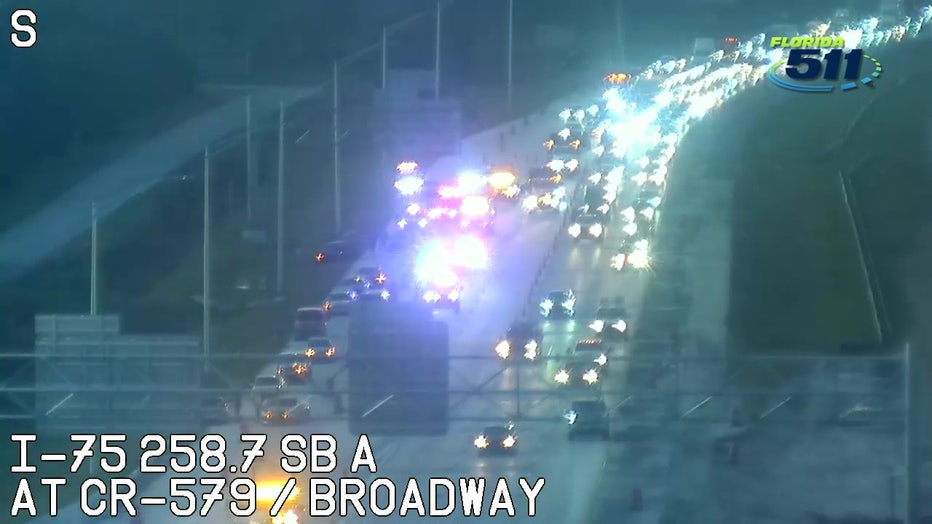 A crash caused significant delays on I-75 in Hillsborough County on Tuesday. (Courtesy: FDOT.)