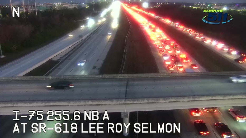 A crash caused significant delays on I-75 in Hillsborough County on Tuesday. (Courtesy: FDOT.)