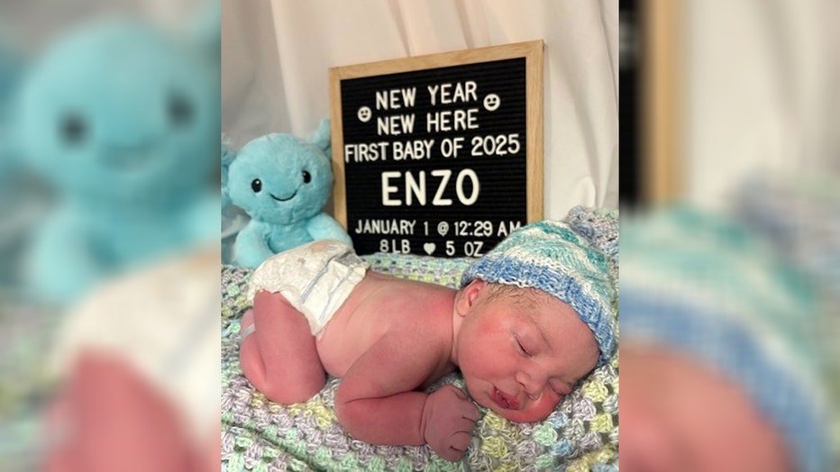 At 12:29 a.m., baby boy Enzo was born in Tampa, weighing 8 pounds, 5 ounces. Mom and baby are doing well, according to hospital officials. (Courtesy: BayCare.)