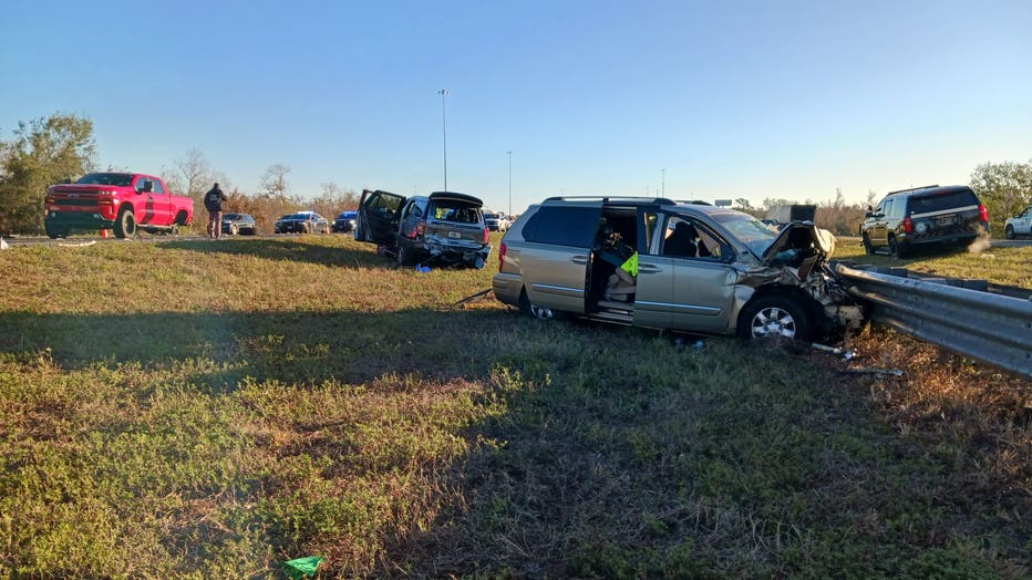 Eight people were hurt in a crash involving three vehicles on I-4 early Thursday. (Courtesy: Florida Highway Patrol.)