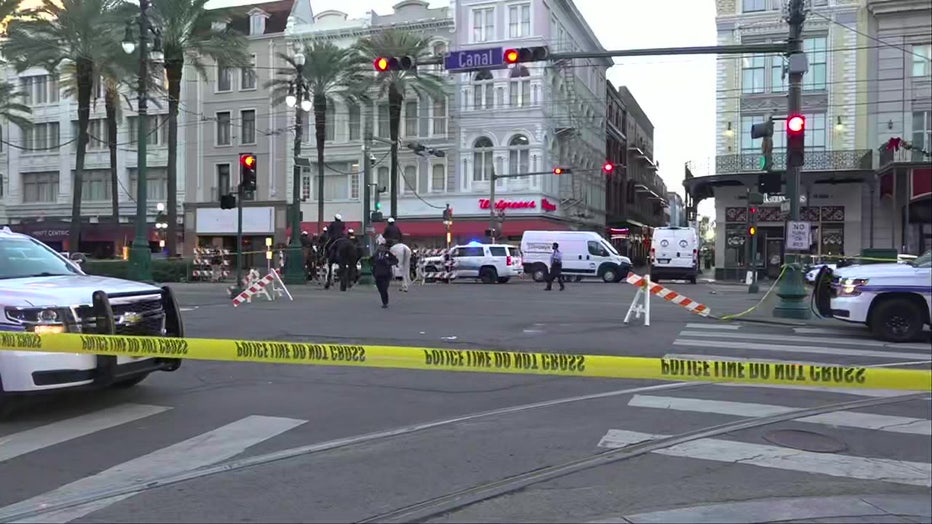 The crime scene on Bourbon Street in New Orleans after the terror attack.