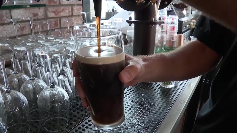 Beer being poured from the tap.