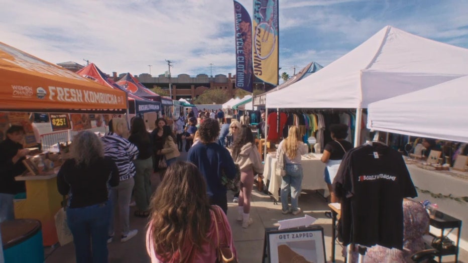 Small businesses set up at Indie Flea Market.