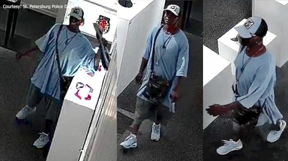 St. Pete police released video of a man they say stole a $21K sculpture from an art gallery. Image is courtesy of the SPPD.