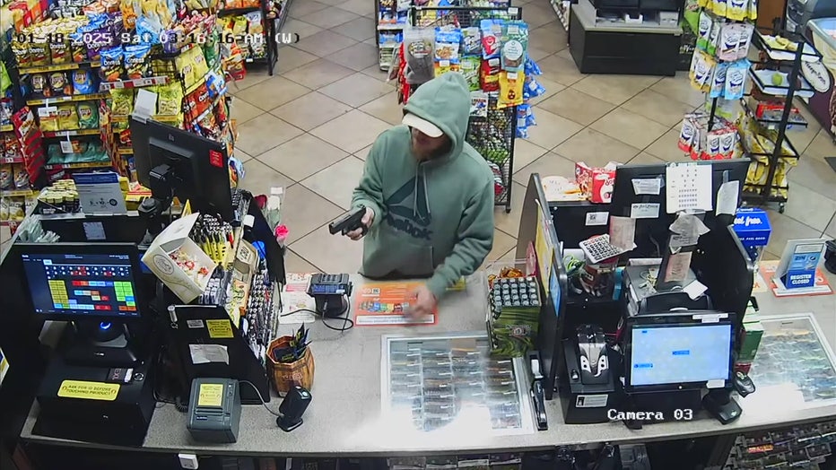 HCSO says it arrested a man accused of robbing several gas stations at gunpoint. Image is courtesy of HCSO.